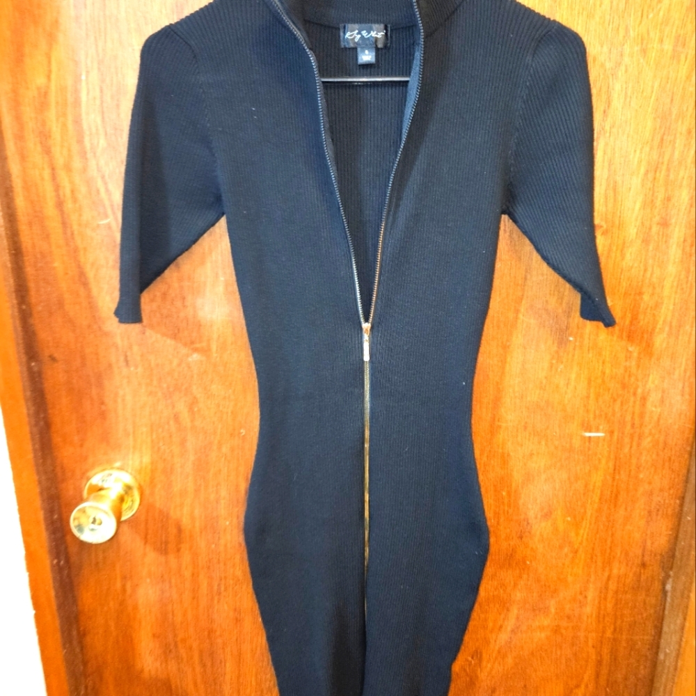 Black zip up sweater dress